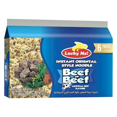 Lucky Me! Beef Flavour Noodles, 55g Pack of 6