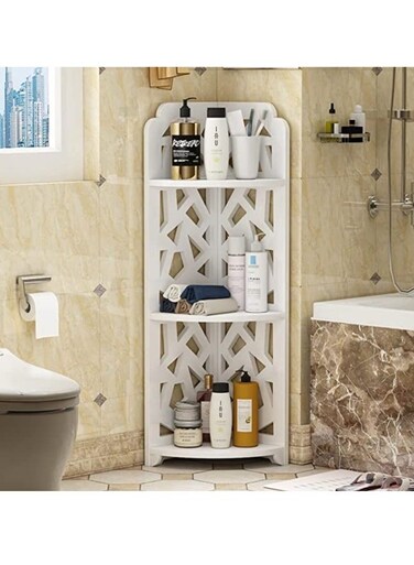 TASTE Corner Shelf Stand Waterproof Bathroom Organizer for Small Spaces White 20 x 20 x 80 cm