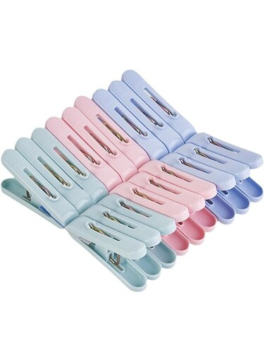 30 Pieces Cloth Clips Hanger Clips, Clothes Pants Hanger Clips, Plastic Finger Clips, Clothing Line Clips Pegs, for Kitchen Outdoor Trip, Air-Drying Clothing Pin Set