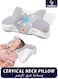 Skin Friendly Cooling Cervical Neck Pillow Head and Neck Support Sleeping Cushion Pillow with Soft Comfort High Elastic Fiber Fabric Adjustable Ergonomic Design for Back and Stomach Side Sleeping Support