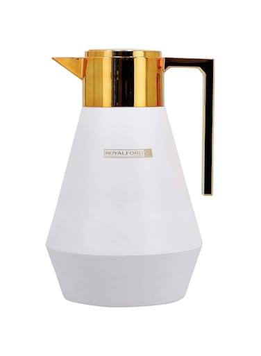 Royalford Aalia Double Walled Vacuum Flask- RF11156 1Litre Double-Walled Flask with Pink Glass Inner Body Keeps Your Drinks Hot or Cold Leak-Proof Suitable for Indoor and Outdoor Use Grey