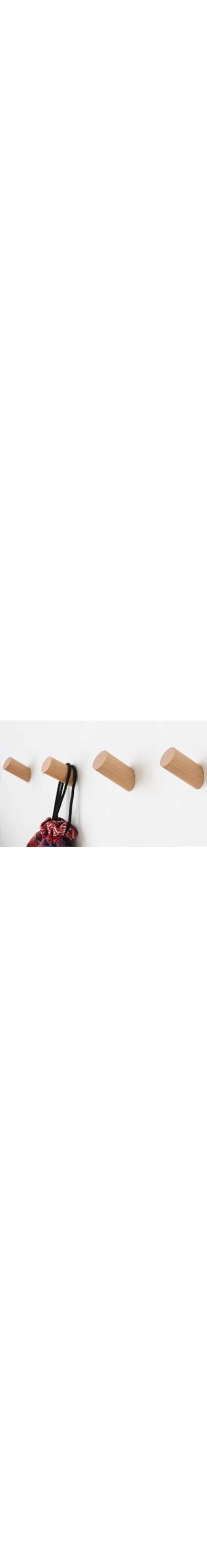 ALMEKAQUZ Wood Wall Hooks, 4 Pack Coat Hooks Mounted Rustic Wooden Heavy Duty Robe Hook Hat Rack   for Hanging Bathroom Towels Clothes Hanger (Beech Wood)