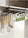 1-Piece Kitchen Mug Holder Kitchen Storage Rack Cupboard Shelf Hanging Hook Wardrobe Organizer Holder Black 61x4 cm