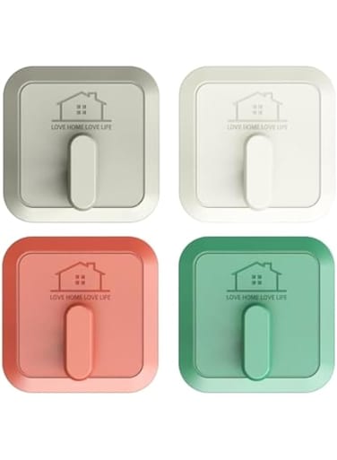 NALACAL 4Pcs Adhesive Hooks, Designer Hooks, for Hanging Heavy Duty 11 lbs, Damage Free Hanging Wall Hooks with Adhesive Strips, Easy to Hang Robe Towel Sticky Hooks, Waterproof Adhesive Wall Hooks