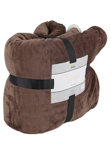 Super Plush Sherpa Blanket Brown 180 x 220cm