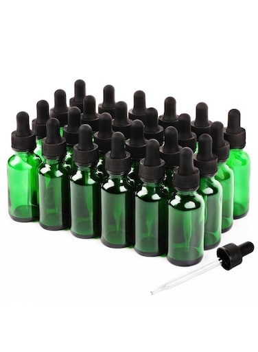 1oz Glass Dropper Bottle,Green Tincture Bottles with Dropper,Pretty Finish for All Kinds of Liquids,Oil Bottles for Hair- Stronger Suction ideal for Leakproof Travel