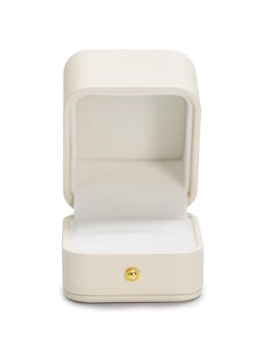 Woodten Small Presentation Jewelry Ring Gift Box Premium White PU Leather Ring Box for Proposal Engagement