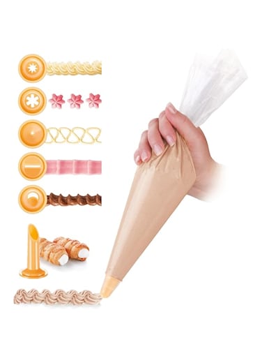 Tescoma Decorating Bag, 10 Pcs, 6 Nozzles Delicia, Assorted, 22 X 12.5 X 3.2 Cm