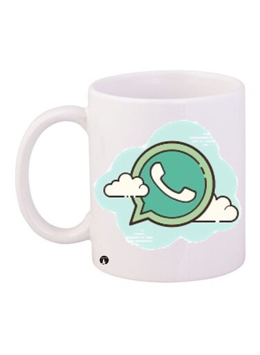 Logo Printed Coffee Mug White/Green/Black 11ounce