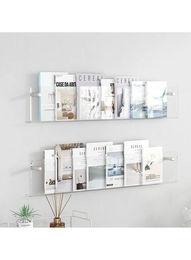 2 Pack Acrylic Magazine Holder, Book Organizer, Magazine Rack Floor, Kids Book Display Shelves Wall Mounted (22.4 Inch)