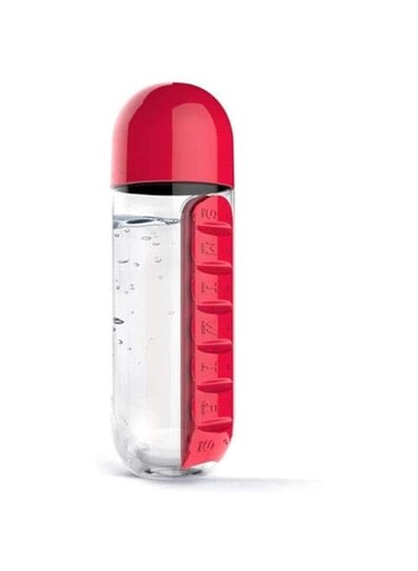 Generic Red: My Water Bottle Sports Combine Daily Pill Box Organizer Drinking Bottles for Water Plastic Leak-Proof