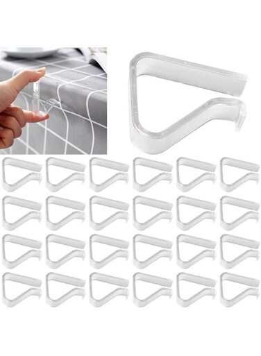 24 Pieces Transparent Clear Tablecloth Clips, Plastic Table Cloth Clips&iuml;&frac14;&OElig;Windproof Table Cover Holder Clamps&iuml;&frac14;&OElig;Table Cloth Holder for Christmas Home Wedding Party Indoor Outdoor Camping Picnic (Large)