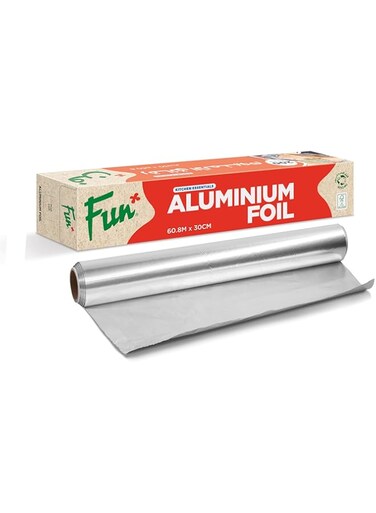 Fun Extra-Wide Aluminium Foil 60.8M x 30CM, 200sqft (Pack of 1) &ndash; Heavy Duty Kitchen Wrap for Cooking, Grilling, Baking, Roasting, &amp; Freezer Storage &ndash; Strong, Durable &ndash; Ideal for Home &amp; Commercial Use