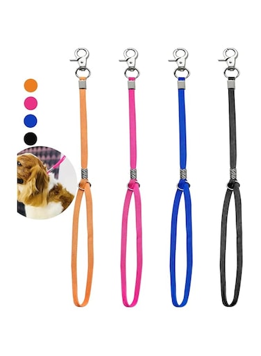 Periflowin Pet Dog Grooming Loop, Nylon Restraint Noose Adjustable Fixed Dog Cat Safety Tether Straps Dog Grooming Supplies for Pet Grooming Table Bathtub 22 Inches - 4 Pack Orange
