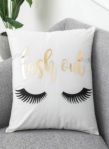 Printed Design Cushion Covers Decor Throw Pillow Cover Gold Lash Out Printed Decorative Pillowcase Cushion Cover for Bedroom Sofa Car Home Decor 45x45 cm