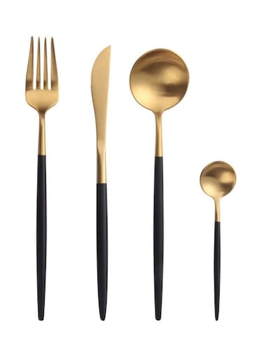 HOME 4-Piece Stainless Steel Cutlery Set Black/Gold