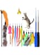 Qoosea Cat Feather Toys, 2PCS Retractable Cat Wand Toy and 13PCS Replacement Teaser with Bell Refills, Interactive Cat Wand for Kitten Cat Having Fun Playing