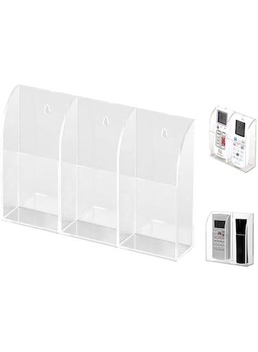 Discoball Acrylic Wall Mounted Remote Holder Organizer Storage Box (3 Compartments)