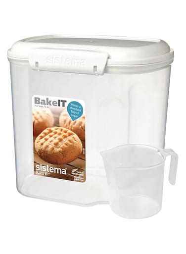 Sistema 1240Zs Klip It Bakery Storage Container With Cup, 2.4 L White