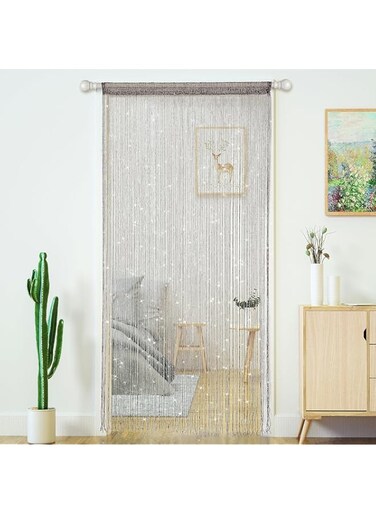 2 Pcs Door String Curtains Living Room Divider,Bedroom Doorway Hanging Hippie Sequin Decor Fringe Curtain Closet Window Wall Panels Kitchen Party Decorations Tassel Screen Boho (Brown, 39"&times;79" in)