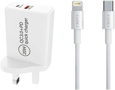 Crony CR-003 PD20W + QC3.0 Fast Charger + 3A Charging &amp; Data Cable