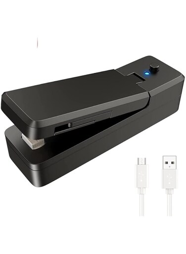TERRIFI Mini Bag Sealer USB Rechargeable Sealing Machine 2 in 1 Heat Sealer and Cutter Portable Handheld Heat Vacuum Sealer Kitchen Gadget for Snack Fruits Chip Sandwich Plastic Bags Storage