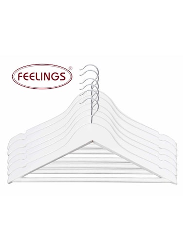 HANGER WOODEN 6 PCS SET WHITE