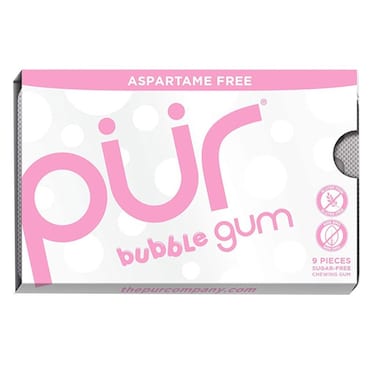 Pur Aspartame &amp; Sugar Free Bubble Gum With Xylitol 9 Pieces