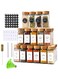 24 Pcs Glass Spice Jars with Labels - 120ml Glass Spice Jars with Bamboo Lids, 2 Pens, Labels Stickers, Shaker Lids, Seasoning Storage Bottles for Spice Rack, Cabinet, Drawer