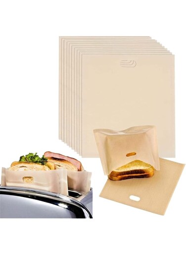 Wisfunlly 10 Pack Non Stick Toaster Bags, Reusable and Heat Resistant Toasted Sandwich Bags, Washable Toastie Bags for Toaster Microwave Grill, Toast Bags for Toast Sandwich Pizza Panini Snacks