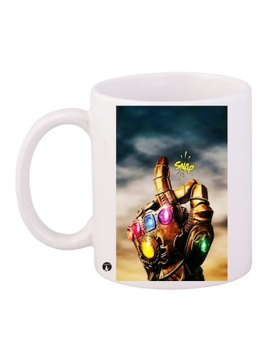 Thanos Snap Printed Coffee Mug White/Brown/Yellow 11ounce