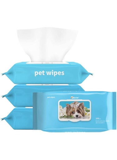 Belvery Dog Grooming Wipes Soft- Deodorizing Dog Wipes For Puppies and Cat Face Paw Ear And Butt, White, 100 pcs/pack, 3 Packs