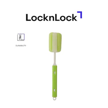LocknLock Water Bottle Cleaning Brush with Soft Foam Sponge and Non-Slip Handle (5x28cm, Green)