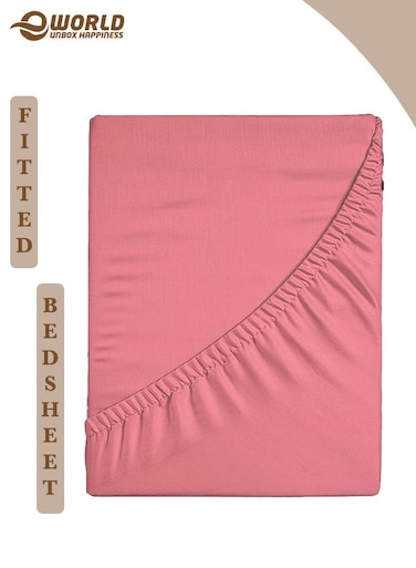 Dusty Rose Microfiber Fitted Bedsheet with Deep Pocket for a Snug Fit, Breathable, Machine Washable for Optimal Protection, Available in King, Queen and Single Sizes, Without Pillow Cover