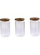 ATK_3 Set of glass jars with Acacia lid, ideal spice jars air tight wood lids. Kitchen canisters perfect for storage especially storing dry ingredients, ideal spice jars. (SET OF 3 (600 ML))