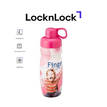 LocknLock 450ml Finger Water Bottle - Pink, Compact, Airtight, and Durable for Sports and Daily Use