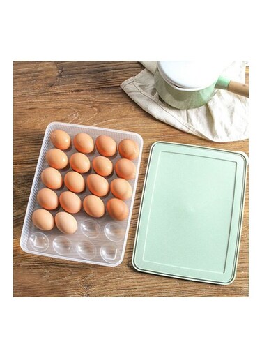 Grid Egg Storage Box Green/Clear 310 x 225 x 50mm