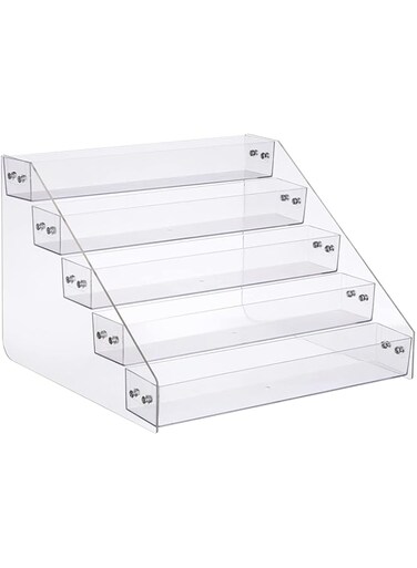 Kihor Tiered Spice Rack Acrylic, Spice Rack Shelf Seasoning Organizer for Countertop, Cabinet, Pantry, Kitchen Storage - 5 Tier