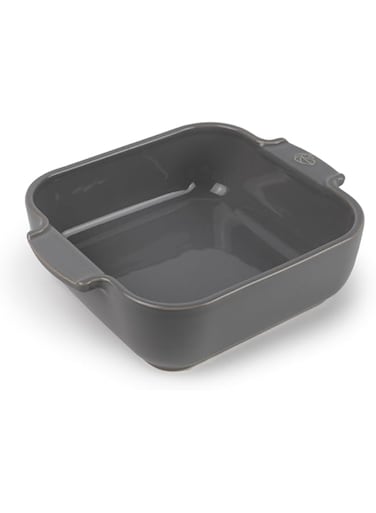 PEUGEOT - Square Ceramic Baking Dish - 21 cm (Handles Included) x 17.5 cm x 6 cm - Capacity: 1.1 L - Single Serving - 10 Year Guarantee - Made In France - Light Grey Colour