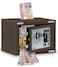 Rubik Mini Cash Deposit Drop Slot Safe Box with Key and Pin Code Option (Brown)