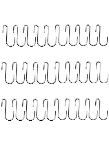 30pcs Hooks Heavy Duty S-shaped Stainless Steel Hooks And Towel Rack Hooks For Hanging Bathroom,Kitchen Utensils,Storage Hooks,Heavy-duty Pots,Clothing Bags,Towel Plants