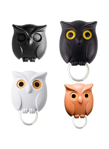 Khazna Owl Key Holder with Automatic Open/Close Eyes, Cute Magnetic Night Owl Keyring Holder for Wall Mounting with Self-Adhesive Tape,3PCS