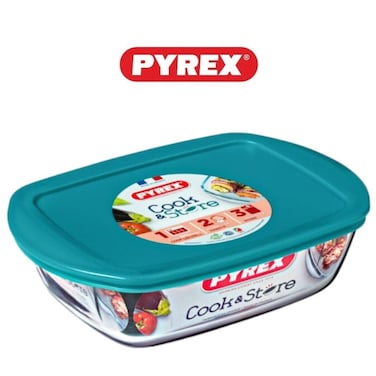 Pyrex Cook&amp;Store 2.5L Rectangular Roaster with Lid for Versatile Cooking and Storing
