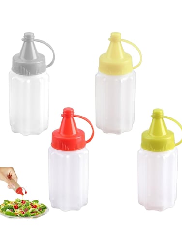 Squeeze sauce containers, mini sauce containers, salad dressing squeezers, leak-proof design, refillable for use, can be used with screw caps