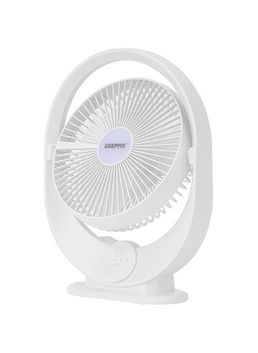 Geepas 8&quot; Rechargeable Fan with LED Light- GF21120  High Performance Fan with Working Time up to 10 Hours, 3-Speed Controls