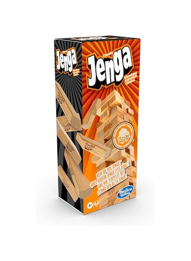 Hasbro Gaming - Classic Jenga Game, Genuine Hardwood Blocks, Jenga Stacking Tower Party Game For Family And Kids Ages 6+, Birthday Gift &amp; Gift For All Ocasions