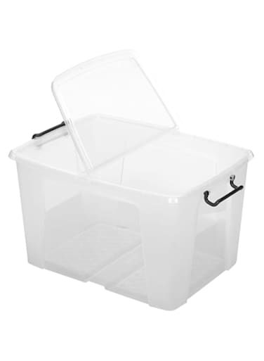 CEP Strata, Made In Uk, 65 Litre Smart Storage Box With Folding Lid, L61Xw46Xh34.5cm - Str-Xw686-Clr/Clr-St, 65Ltr &amp; Lid