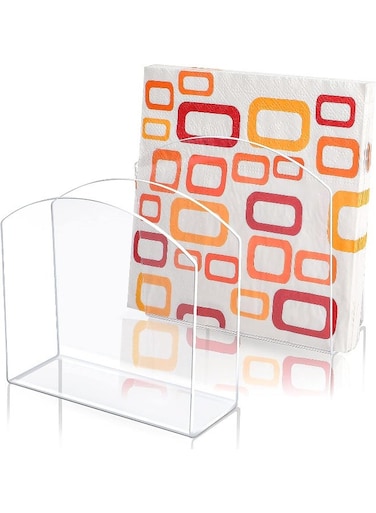 2Pcs Napkin Holder Acrylic Napkin Holders for Tables Clear Napkin Dispenser Vertical Freestanding Napkin Holder Stand for Dinner Table Kitchen Restaurant Home Decor