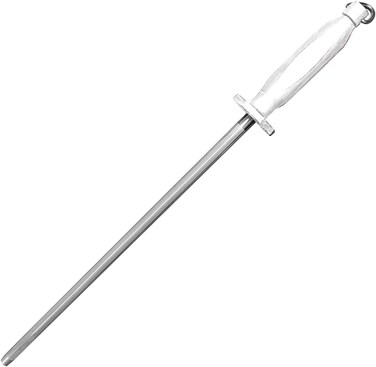 Master 12 Inch Stainless Steel Sharpening Steel (White)   Professional Honing Rod, KMK064