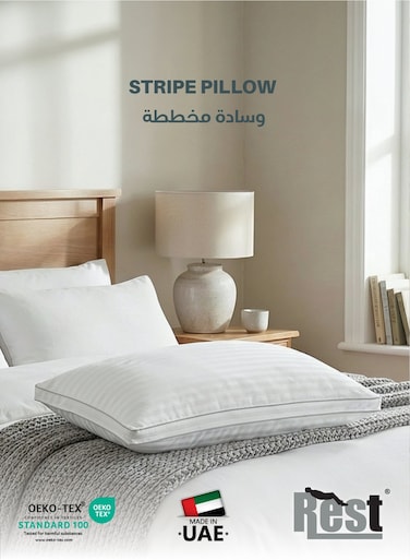 Gusset Plush Stripe Pillow Standard Size 50x70cm/20&acirc;&euro;x28&acirc;&euro; Bed Pillow for Sleeping, Gusset Plushed Pillow for Back, Stomach or Side Sleepers, Hotel Pillow with Down Alternative Filling
